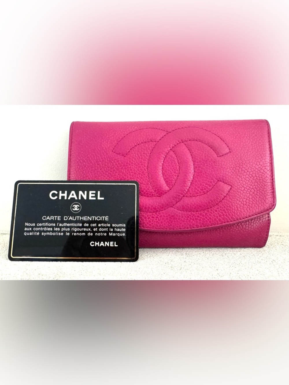 CHANEL Pink Caviar CC Wallet Authentication Card & Serial Sticker - Picture 8 of 12